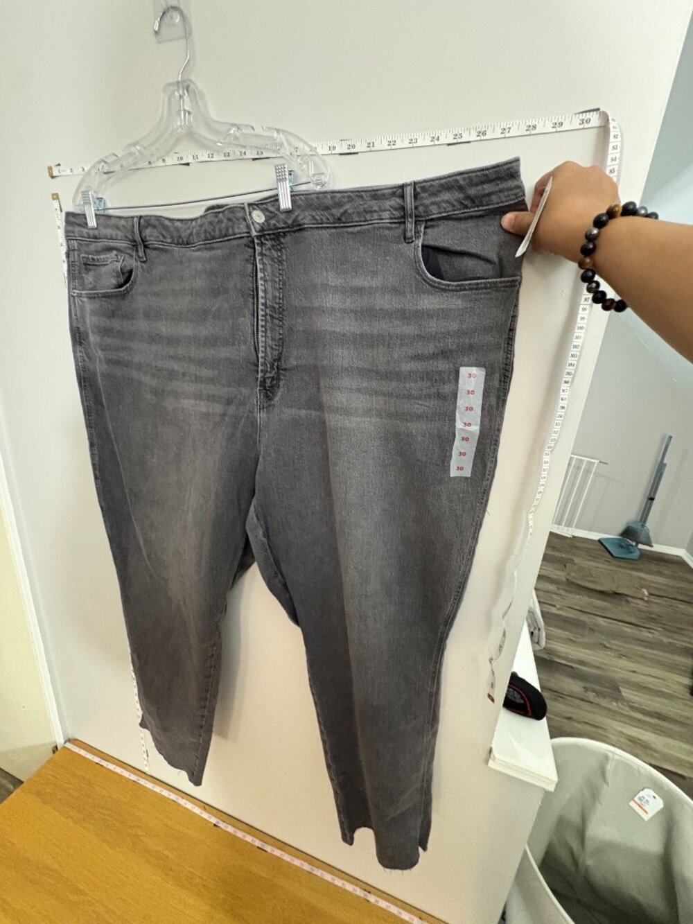 Old Navy Vintage Slim Jeans Women’s 30 4X Gray Raw Hem Plus Size NWT